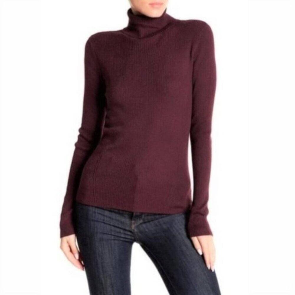 14th & Union Purple Ribbed Long Sleeve Turtleneck Size S